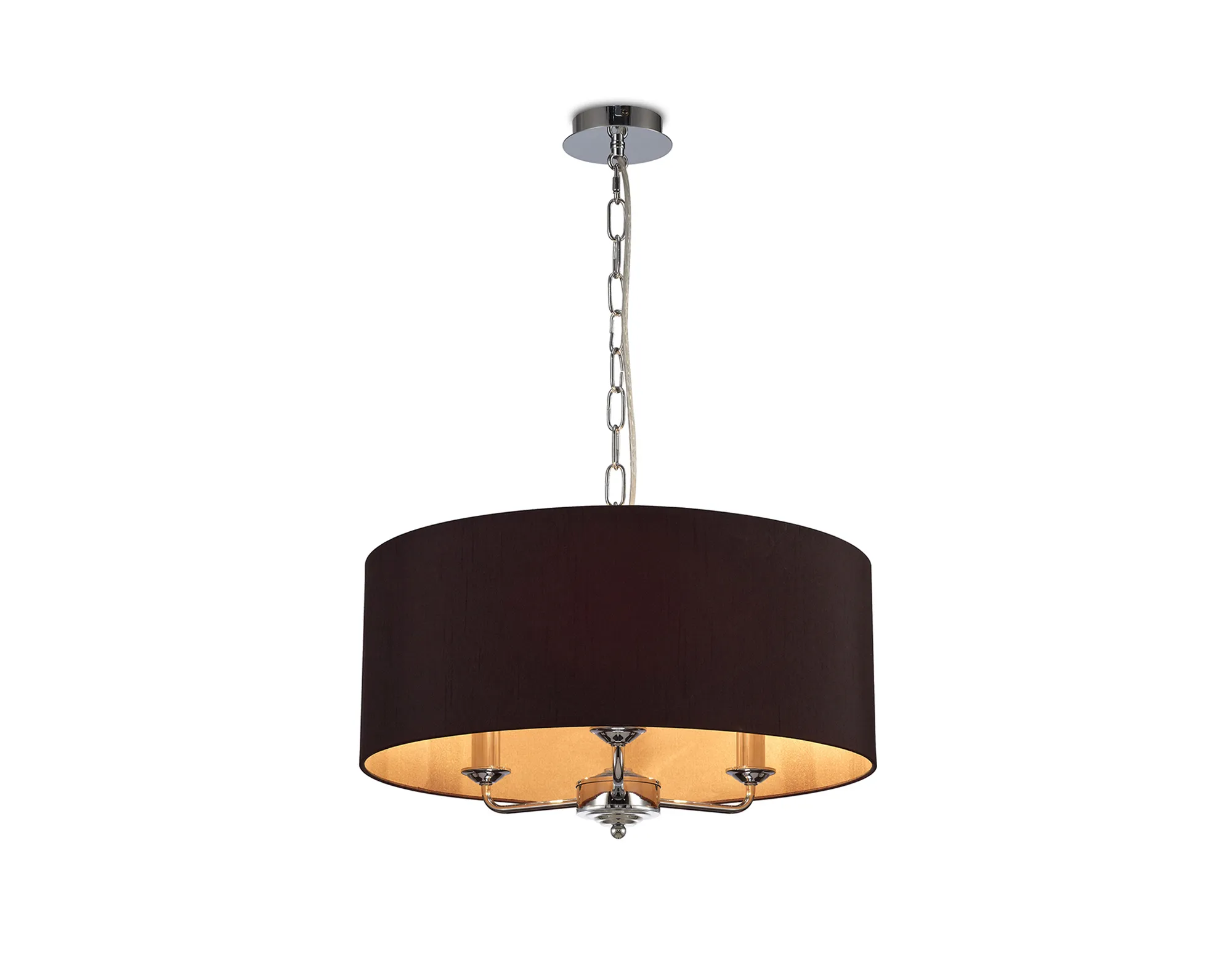 DK0021  Banyan 50cm 3 Light Pendant Polished Chrome, Midnight Black/Green Olive